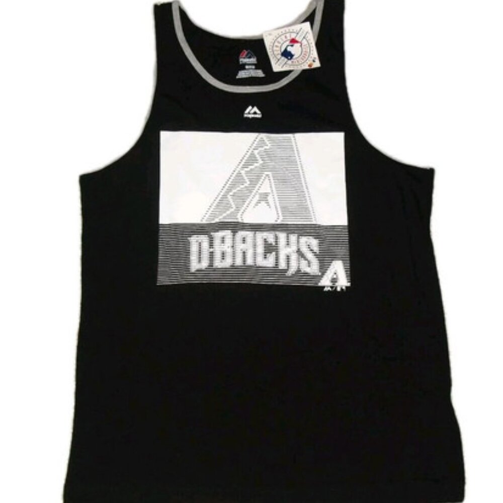 Arizona Diamondbacks Mens Majestic Black White Tank Top sz. Medium New Tags Mlb